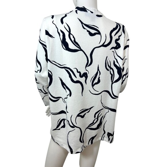 FDJ French Dressing Jeans Tunic Top XL White Navy Abstract Pattern Swirls Artsy - Picture 3 of 11